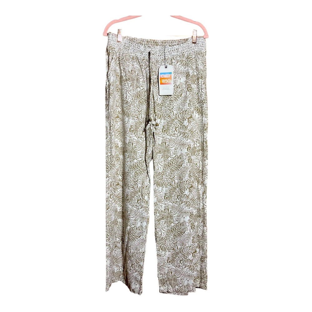 CALI 1850 Wide Leg Linen Blend Pants L NWT